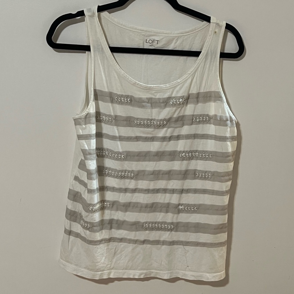 Women’s White Ann Taylor Loft Size Large Tank Top